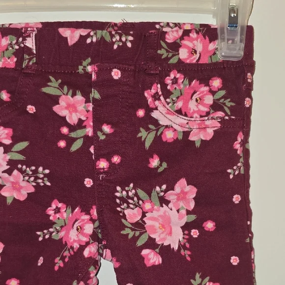 Gymboree Dark Burgandy/maroon Floral Kids Jeggings LOT Q - Picture 3 of 6